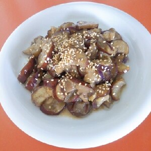 茄子の味噌炒め、甘さ控えめです